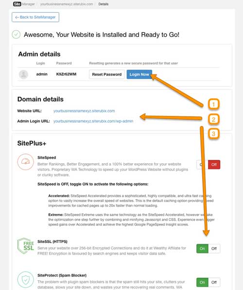 Website is ready dashboard