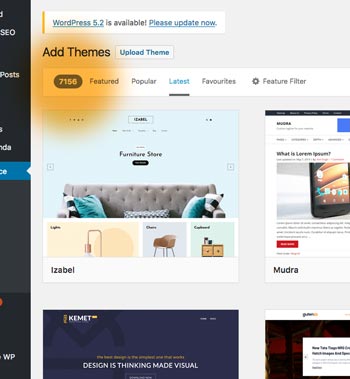 Wordpress themes panel